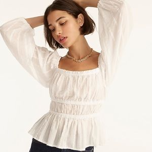J crew Puff-sleeve textured cotton top